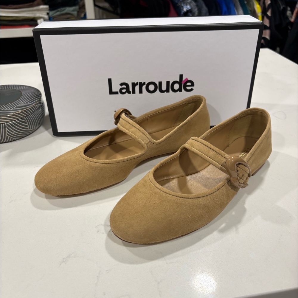 Larroude Natural Mary Jane Flats